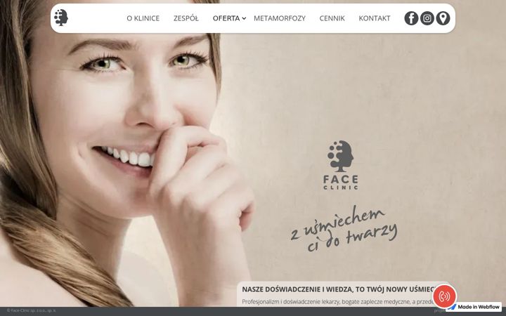 Zrzut ekranu face-clinic.webflow.io