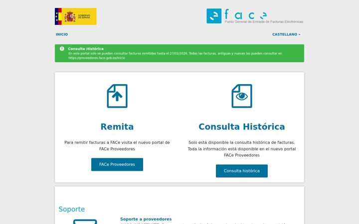 Screenshot of face.gob.es