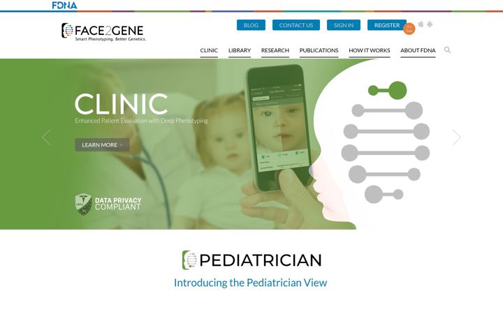 Screenshot of face2gene.com