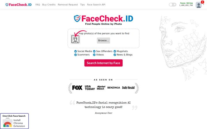 Screenshot of facecheck.id