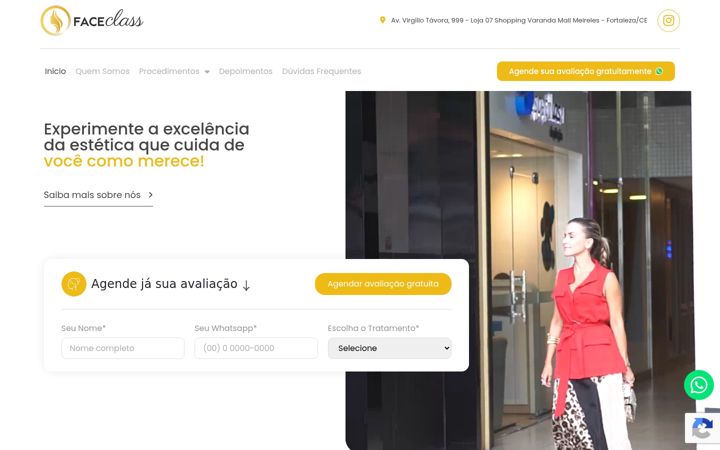 Snímek obrazovky faceclass.com.br