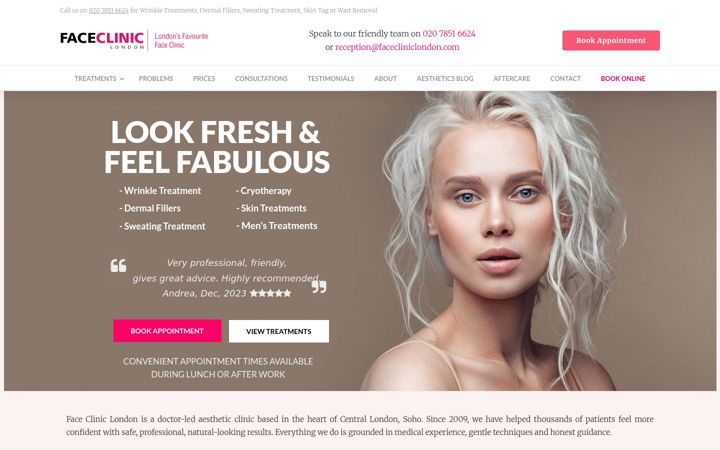 Screenshot of facecliniclondon.com