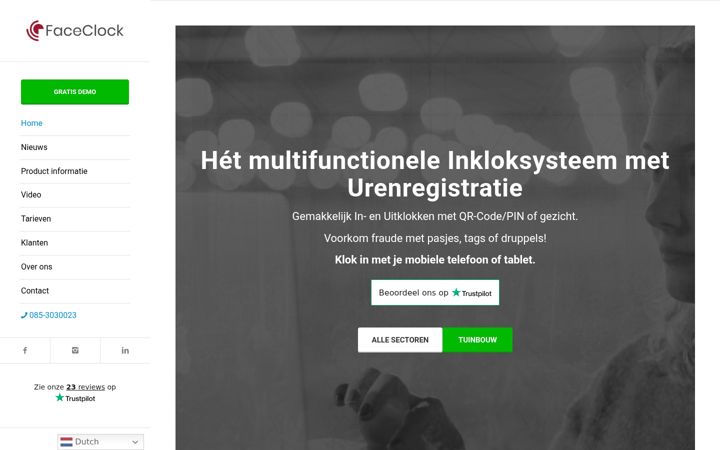 Screenshot of faceclock.nl
