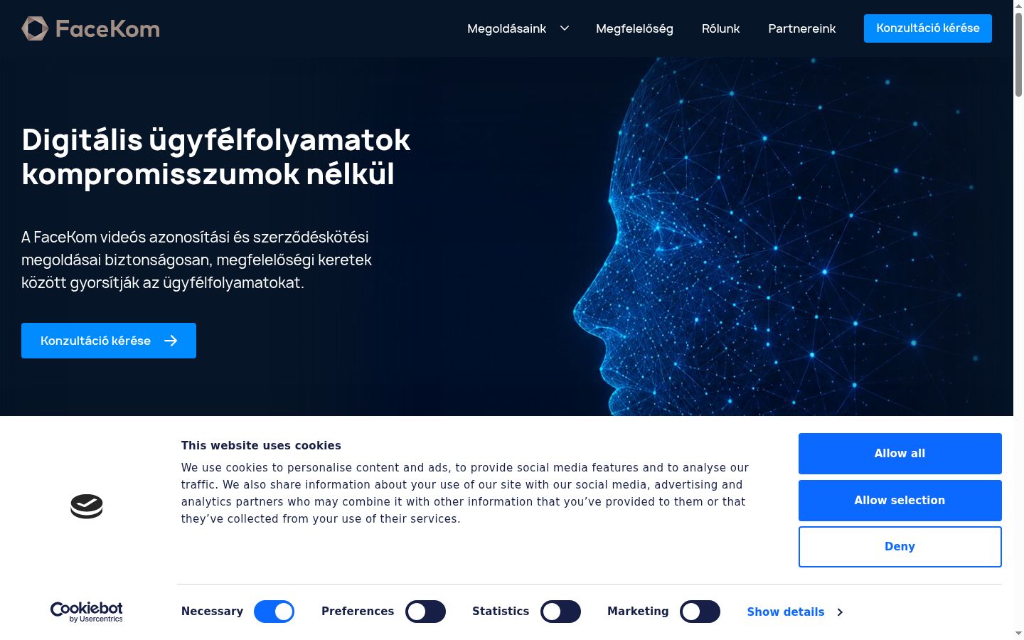 Snímek obrazovky baneru souhlasu zobrazeného před jakoukoli interakcí