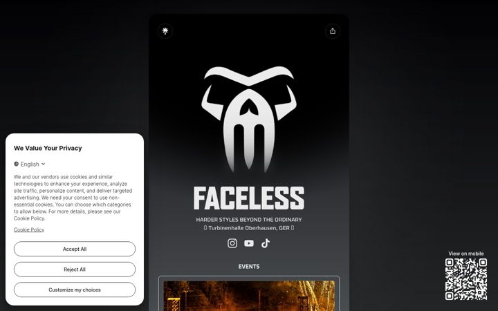 Screenshot of faceless.events