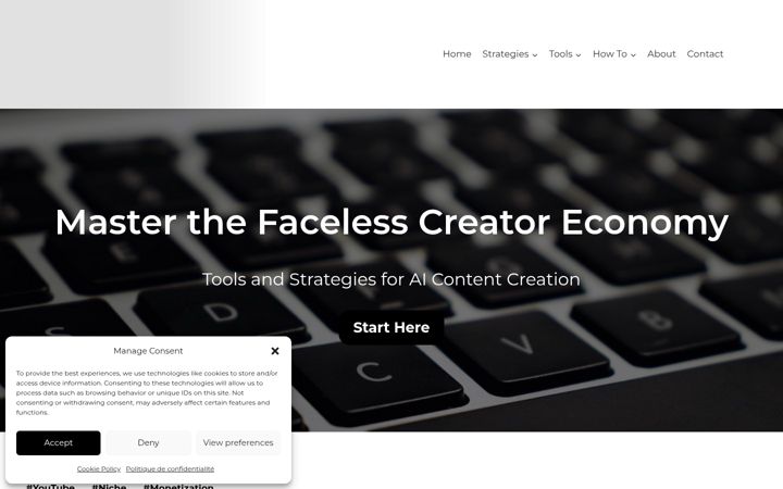 Screenshot of facelesshustle.ai