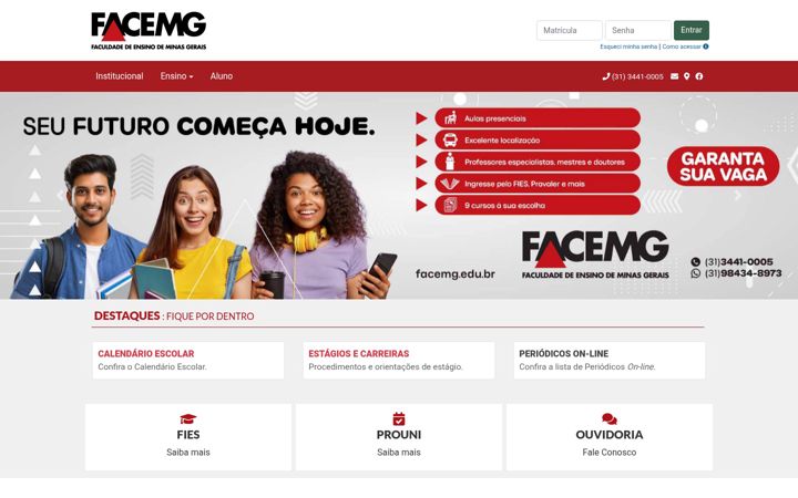 Screenshot of facemg.edu.br