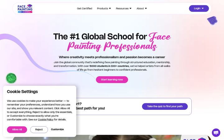 Screenshot of facepaintingschool.com