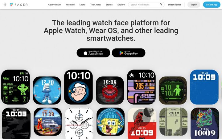 Screenshot di facer.io