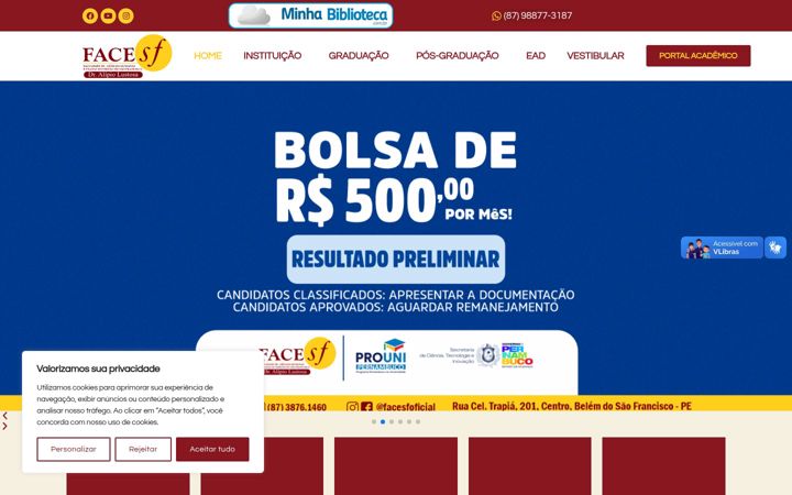 Screenshot of facesf.edu.br