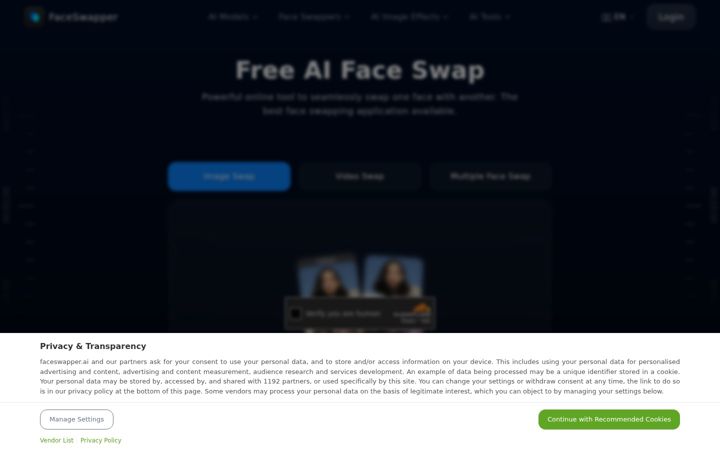 Screenshot ta' faceswapper.ai