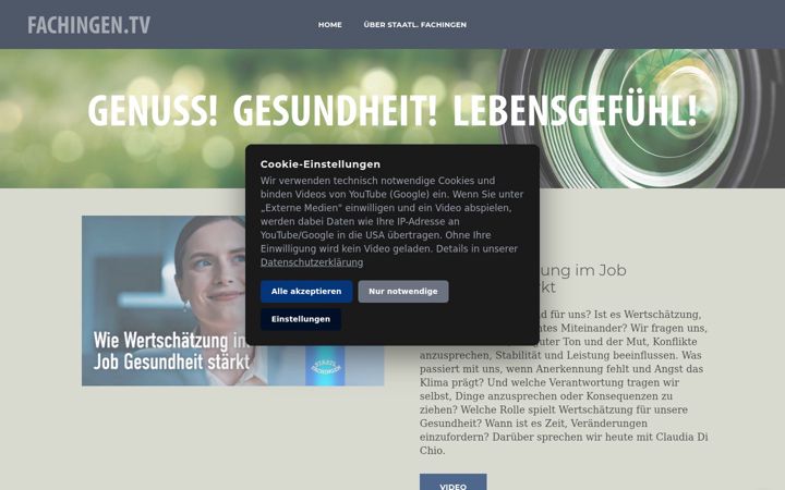 Screenshot of fachingen.tv