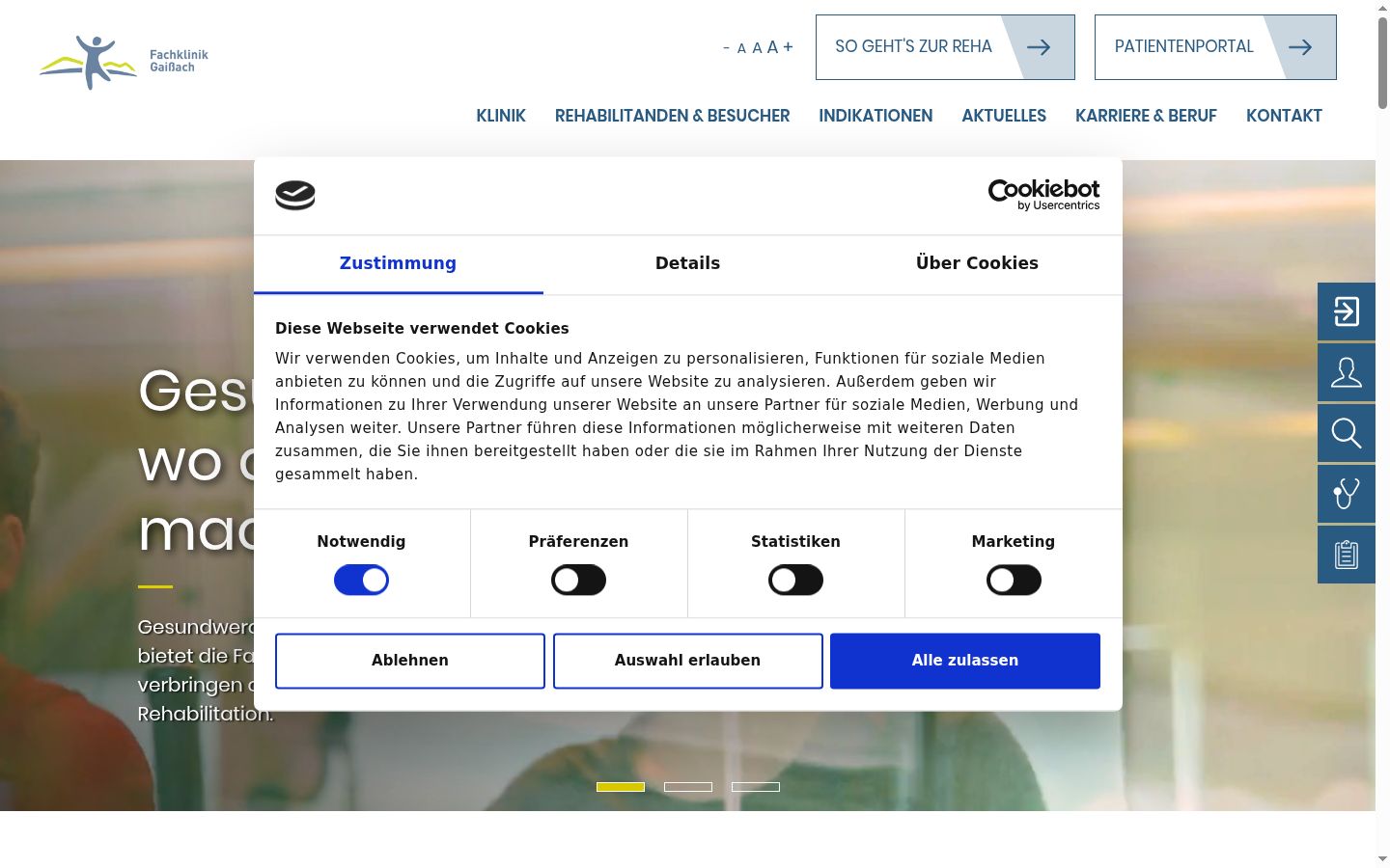 Capture d'écran de la bannière de consentement affichée avant toute interaction