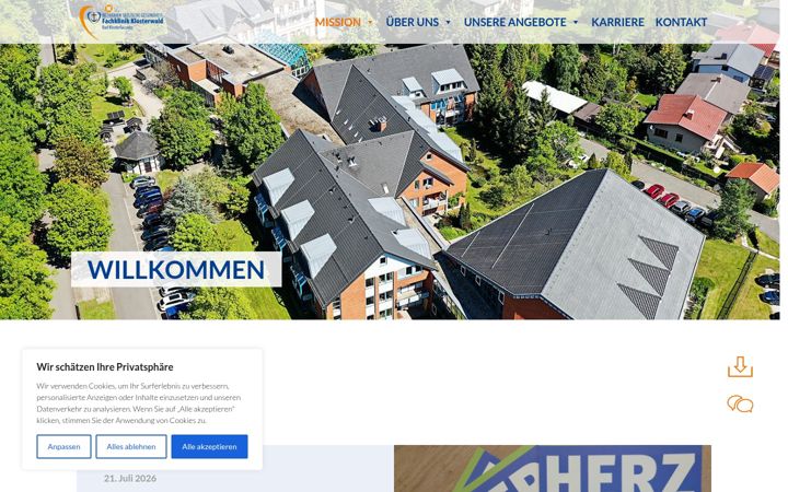 Képernyőkép: fachklinik-klosterwald.de