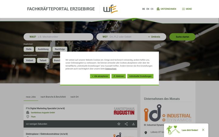 Képernyőkép: fachkraefte-erzgebirge.de