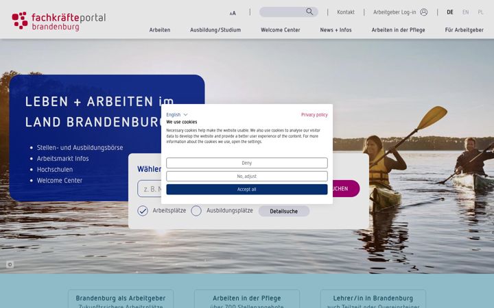 Képernyőkép: fachkraefteportal-brandenburg.de