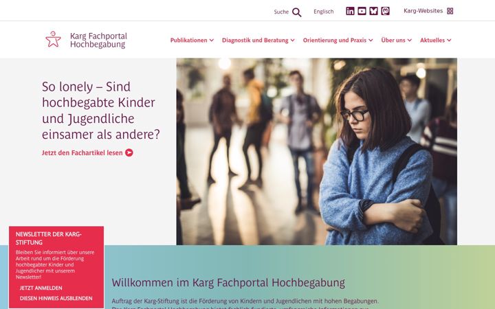 Képernyőkép: fachportal-hochbegabung.de