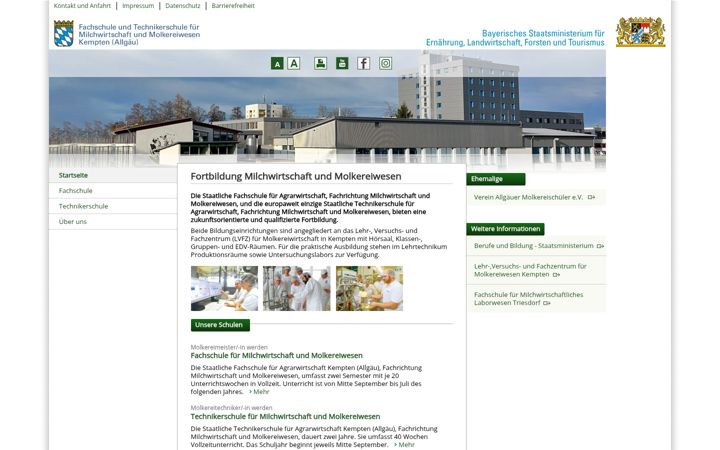 Zrzut ekranu fachschule-milchwirtschaft.bayern.de
