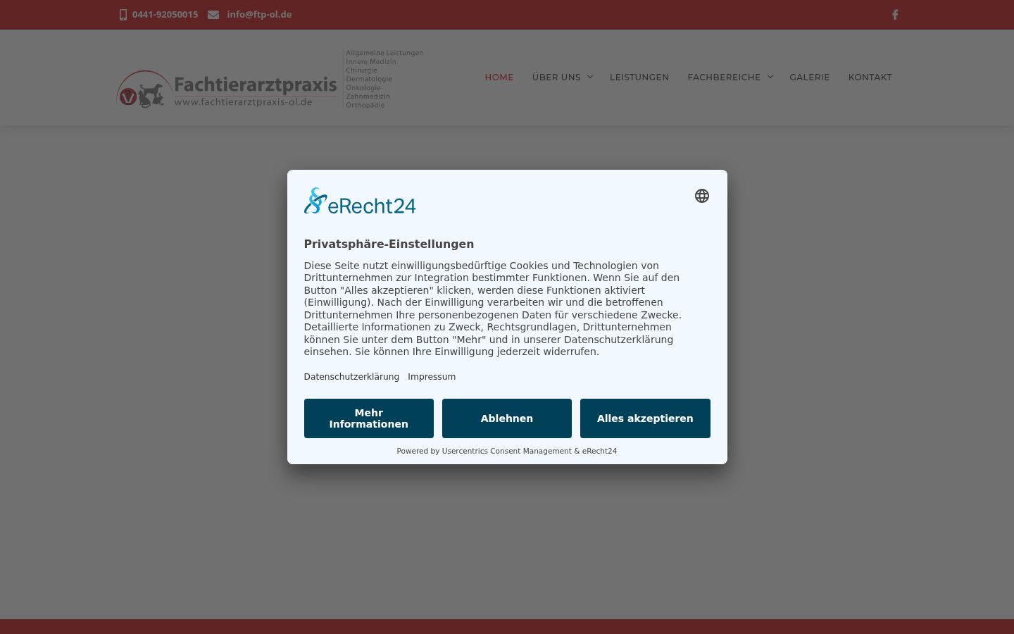 Screenshot des Einwilligungsbanners vor jeglicher Interaktion