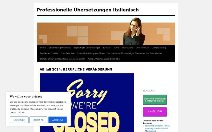 Screenshot ta' fachuebersetzungen-italienisch.de