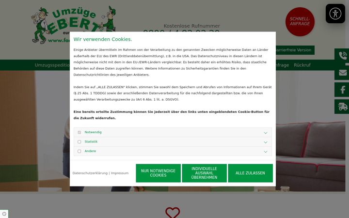 Snimka zaslona za fachumzug.de