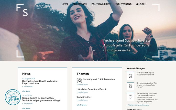 Screenshot of fachverbandsucht.ch