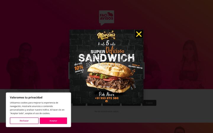 Screenshot of faciavisos.com
