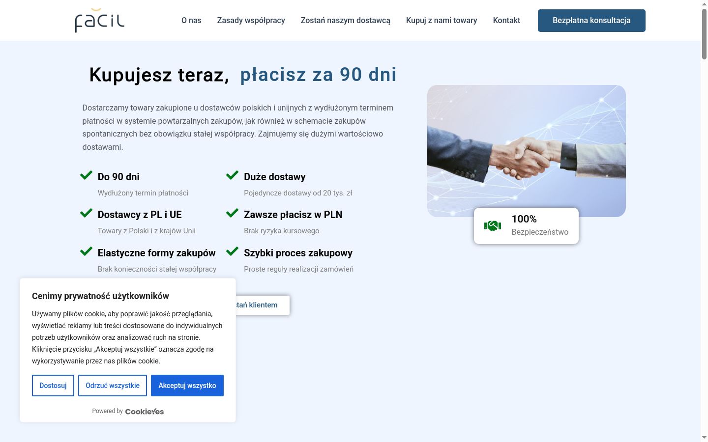 Snimka zaslona bannera za privolu prikazanog prije bilo kakve interakcije