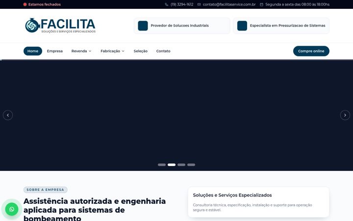 Snímek obrazovky facilitaservice.com.br