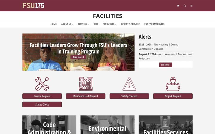 Screenshot of facilities.fsu.edu