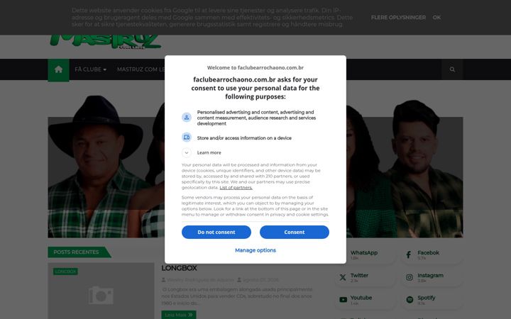 Screenshot of faclubearrochaono.com.br