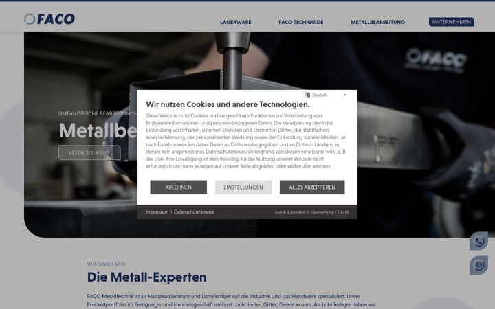Screenshot of faco-metalltechnik.de