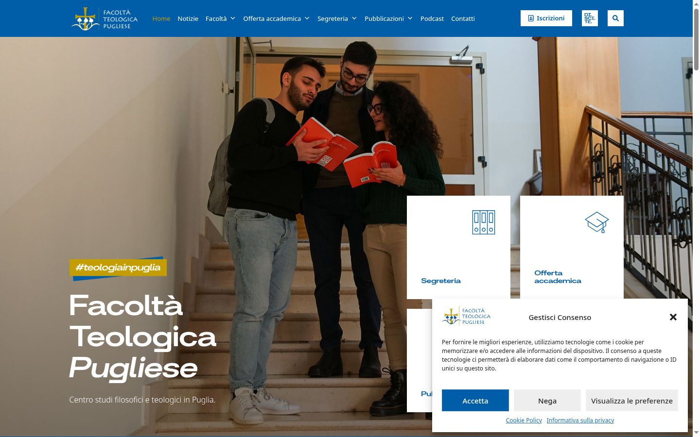 Screenshot del banner di consenso mostrato prima di qualsiasi interazione