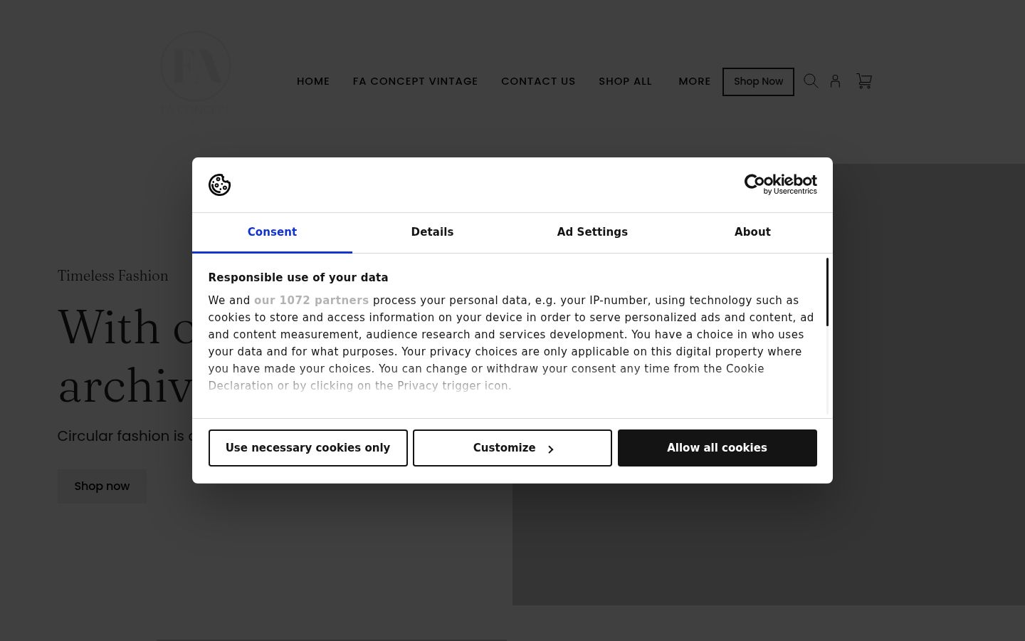 Screenshot tal-banner tal-kunsens muri qabel kwalunkwe interazzjoni