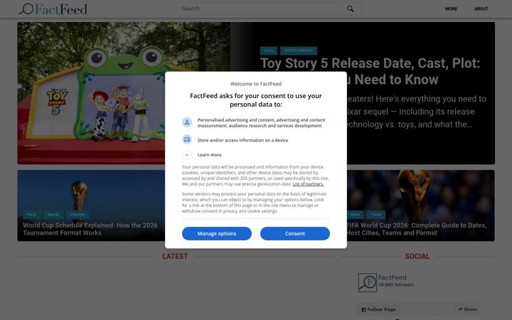 Screenshot of factfeed.com