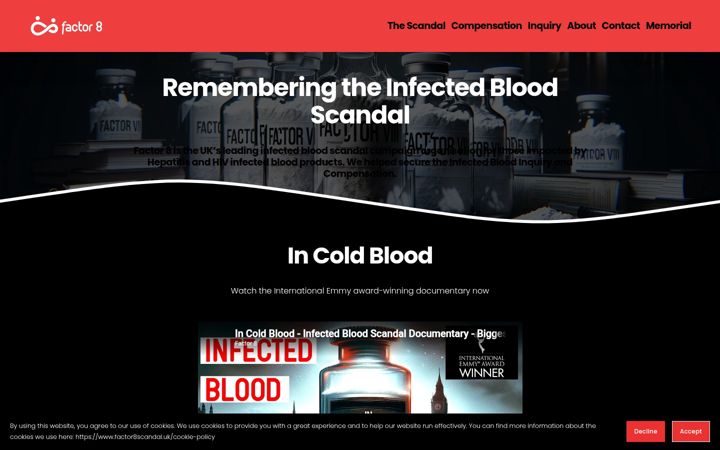 Screenshot of factor8scandal.uk
