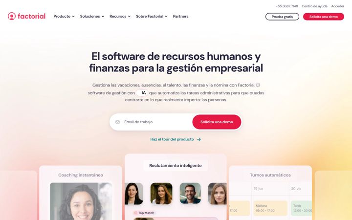 Ekrano kopija factorialhr.co