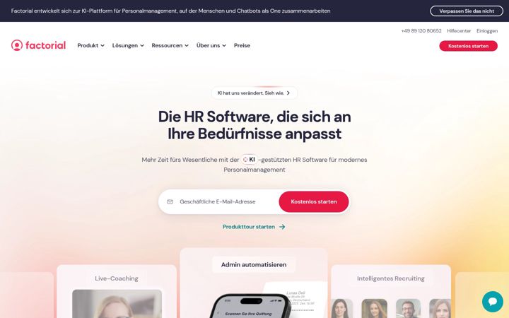 Screenshot of factorialhr.de