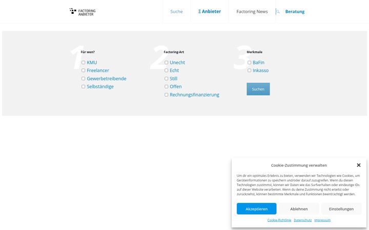 Screenshot of factoring-anbieter.de