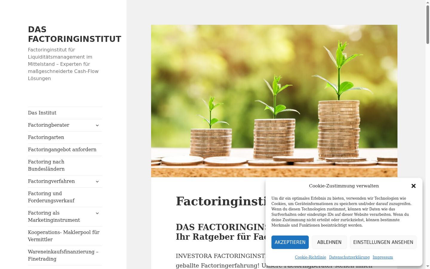 Screenshot des Einwilligungsbanners vor jeglicher Interaktion
