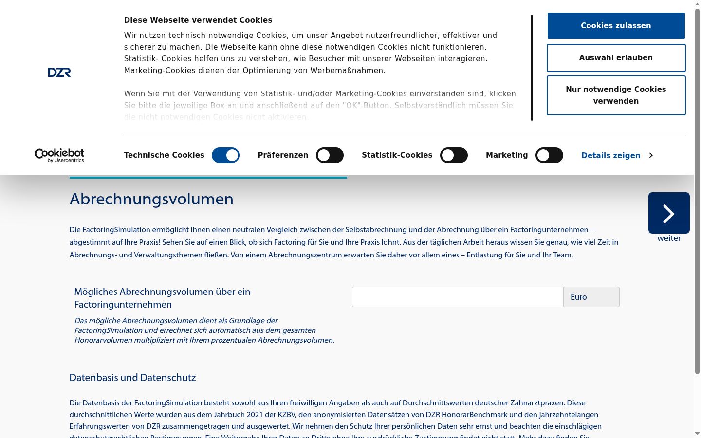 Screenshot del banner di consenso mostrato prima di qualsiasi interazione