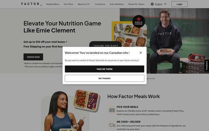 Screenshot of factormeals.ca