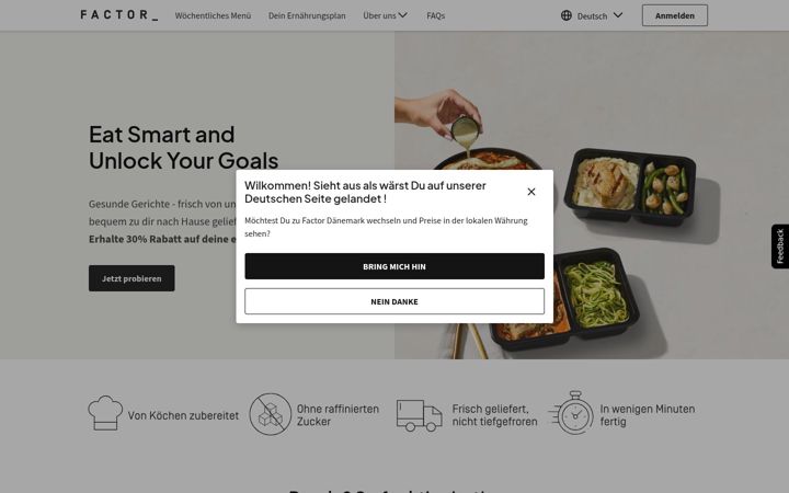 Screenshot of factormeals.de