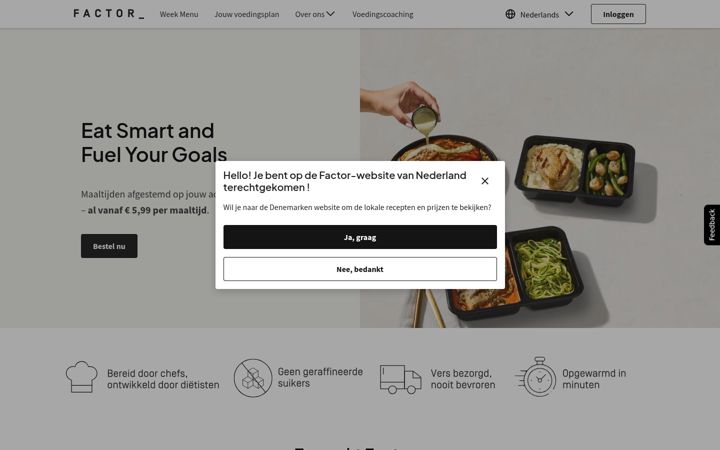 Screenshot of factormeals.nl