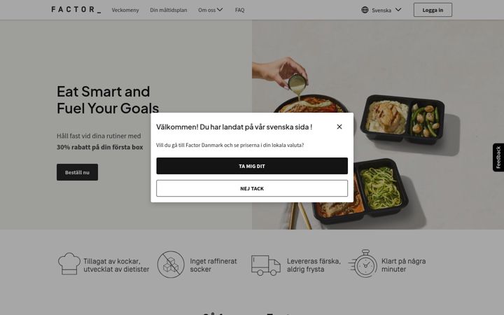 Screenshot of factormeals.se