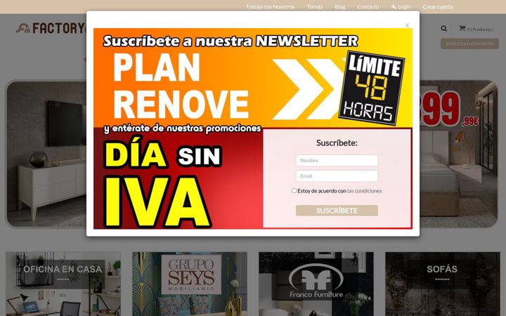 Screenshot of factorydelmuebleutrera.com
