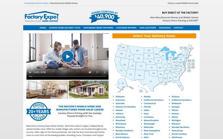 Screenshot of factoryexpohomes.com