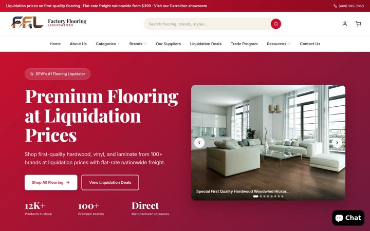 Screenshot of factoryflooringliquidators.com