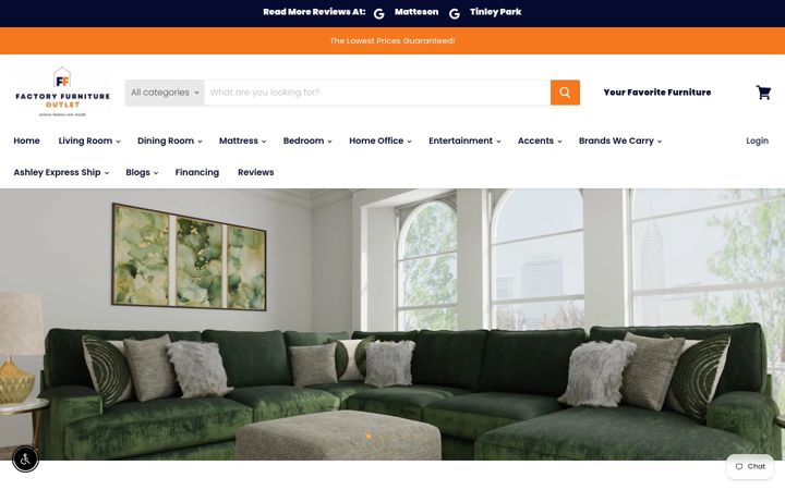 Skjermbilde av factoryfurnitureout.com