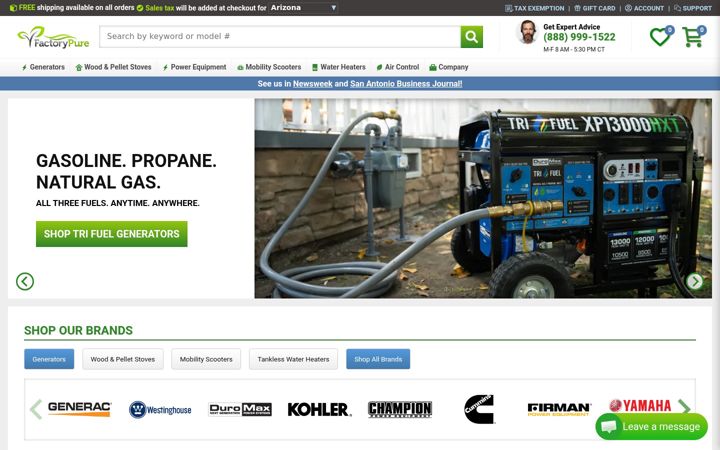 Screenshot of factorypure.com